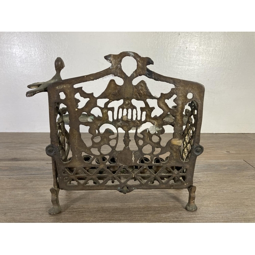 82 - An 18th century style brass menorah - approx. 23cm high x 24cm wide x 14cm deep