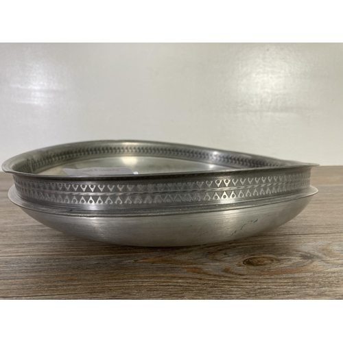 85 - A Norwegian handmade pewter bowl - approx. 29cm x 27cm