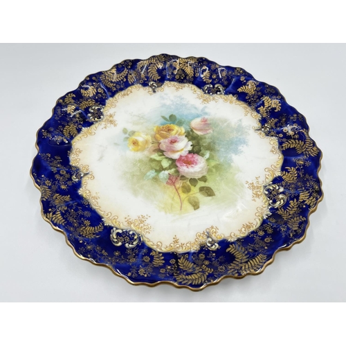 26 - A 19th century Doulton Burslem hand painted cobalt blue and gilded plate, Rd No 184626 - approx. 21c... 
