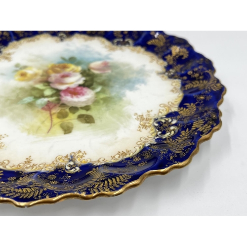 26 - A 19th century Doulton Burslem hand painted cobalt blue and gilded plate, Rd No 184626 - approx. 21c... 