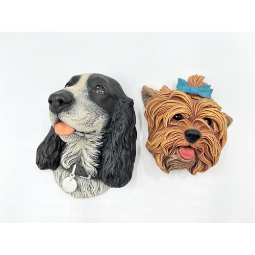 33 - Two Bossons hand painted chalkware dog head wall plaques