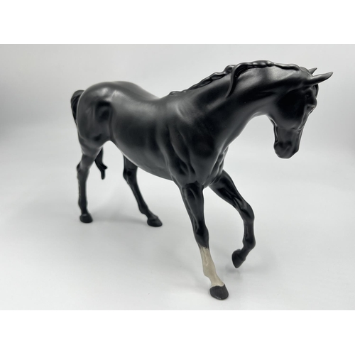 6 - A Beswick matte black horse figurine