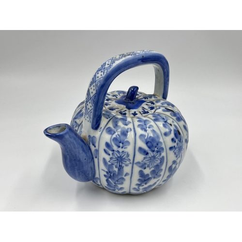 7A - Two Chinese blue and white porcelain teapots