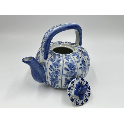 7A - Two Chinese blue and white porcelain teapots