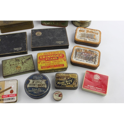 184 - A collection of vintage advertising tins to include Old Spice, Dr Thompson etc.