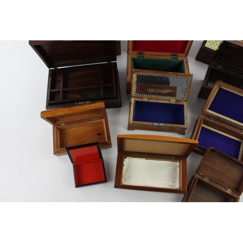 209 - Twelve wooden boxes to include 19th century rosewood sarcophagus two division tea caddy, 19th centur... 