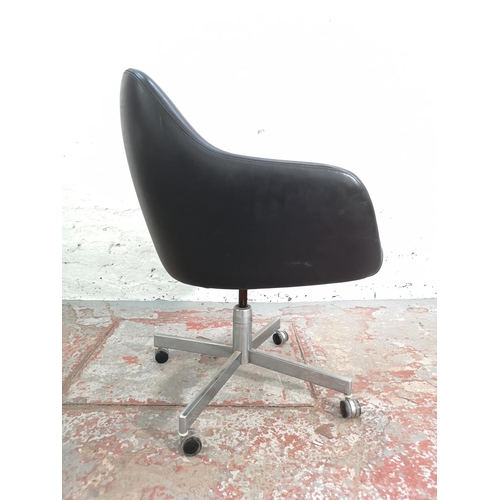 245 - An Abbott Bros. Abbess Upholstery black vinyl swivel office desk chair