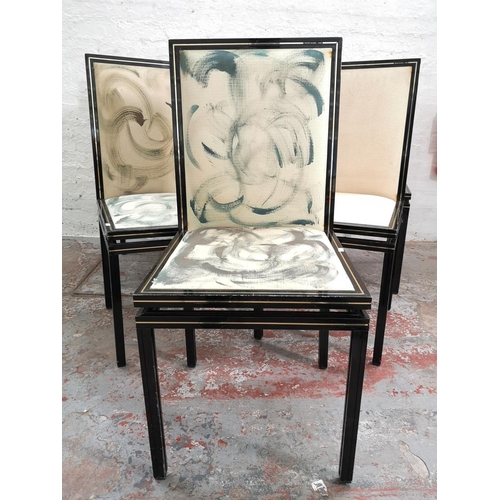 251 - A set of six 1970s Pierre Vandel of Paris enamelled aluminium and upholstered dining chairs