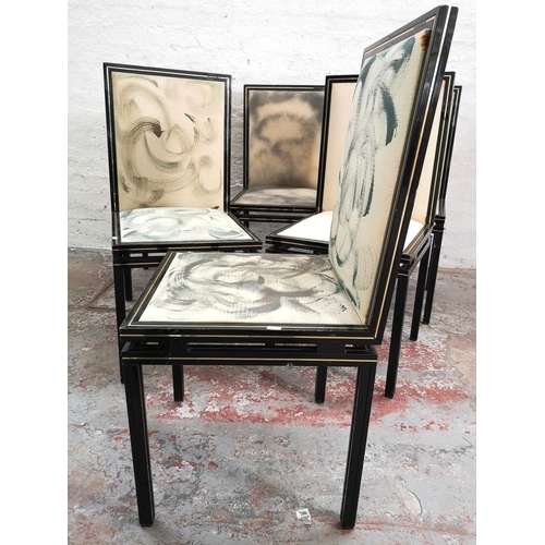 251 - A set of six 1970s Pierre Vandel of Paris enamelled aluminium and upholstered dining chairs