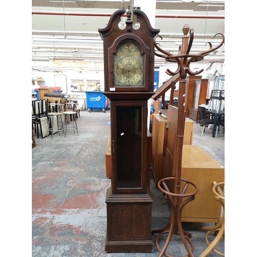 257 - A late 20th century Pearl mahogany cased grandfather clock