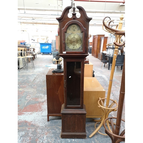 257 - A late 20th century Pearl mahogany cased grandfather clock