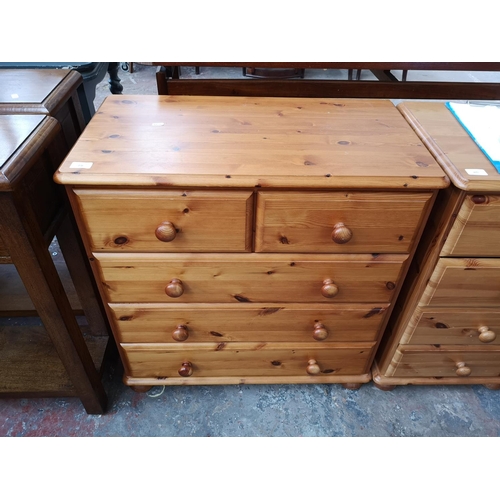 276 - A modern pine chest of two short over three long drawers - approx. 77cm high x 75cm wide x 41cm deep