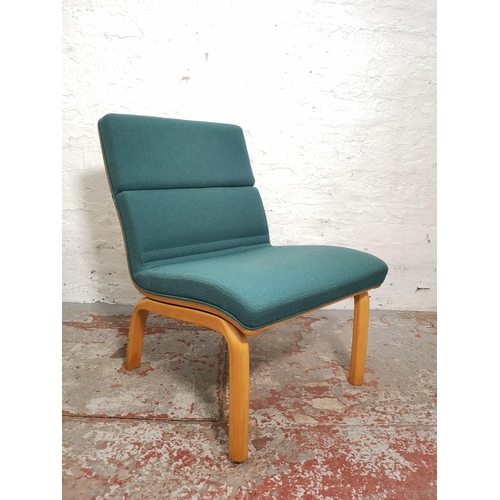 288 - A pair of Farstrup Møbler beech and green upholstered lounge chairs