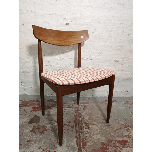 289 - Four mid 20th century dining chairs, three teak and one orange vinyl and beech