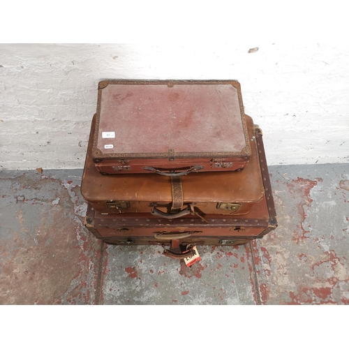 317 - Four vintage travel trunks