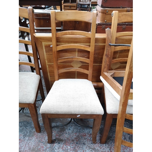 326 - A Baker Bedford mango wood flagstone inlaid dining table and six chairs - approx. 78.5cm high 160cm ... 