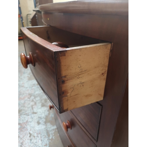 328 - A Victorian mahogany bow fronted chest of two short over three long drawers