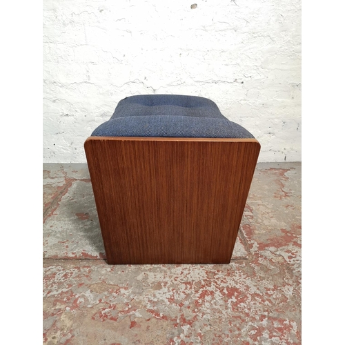 331 - A Meredew teak and blue upholstered dressing table stool