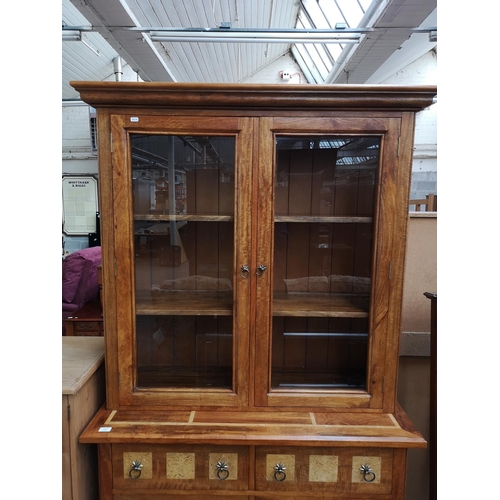 342 - A Baker Bedford mango wood flagstone inlaid dresser - approx. 201cm high x 115cm wide x 50cm deep