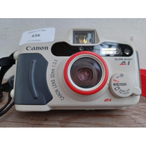 436 - A mid 1990s Canon Sure Shot A1 waterproof 35mm point and shoot compact camera