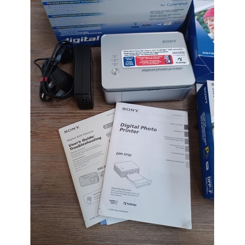 444 - A boxed Sony DPP-F30 digital photo printer for Cyber-shot with power adaptor, instruction manual and... 