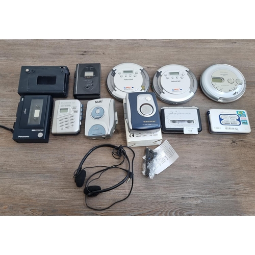 458 - A collection of personal CD players and cassette players to include Panasonic, Sony etc.