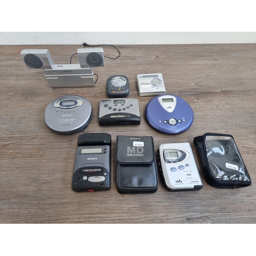 459 - A collection of Sony items to include MZ-R700PC minidisc Walkman, cased MZ-R2 portable minidisc reco... 