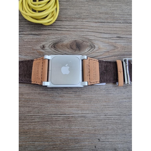 466 - An Apple iPod Nano with Horween Lunatik leather strapped wristwatch conversion