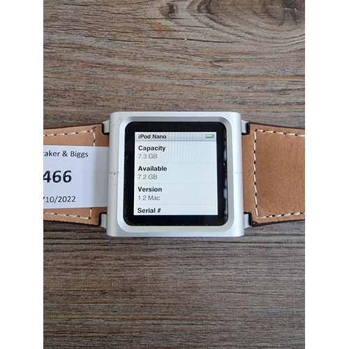 466 - An Apple iPod Nano with Horween Lunatik leather strapped wristwatch conversion