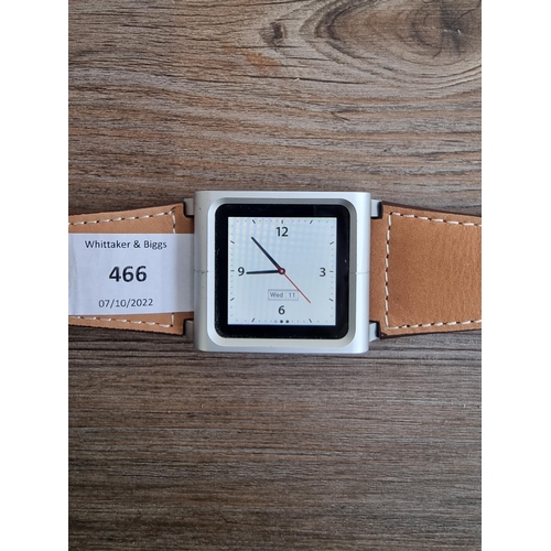 466 - An Apple iPod Nano with Horween Lunatik leather strapped wristwatch conversion