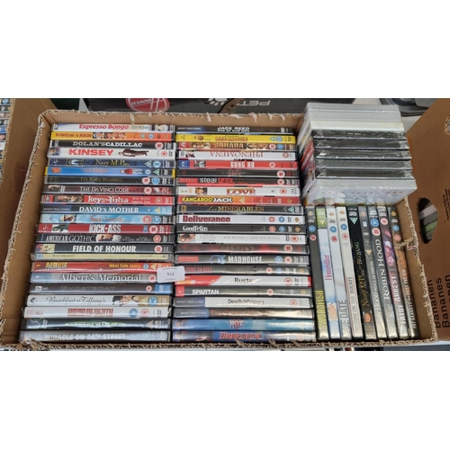 512 - A box containing a collection of sealed DVDs - see images for titles