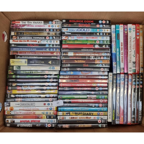 514 - A box containing a collection of sealed DVDs - see images for titles