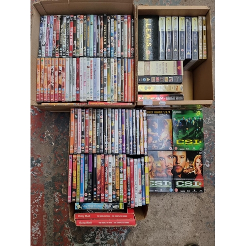 516 - Three boxes containing a collection of DVDs - see images for titles