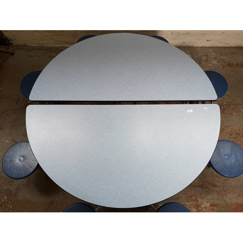 381 - A Spaceright Shur-Lock eight seat folding shaped canteen table