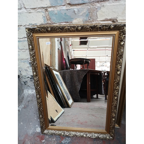 400 - Seven framed pictures and mirrors to include gilt framed bevelled edge wall mirror, oil painting of ... 