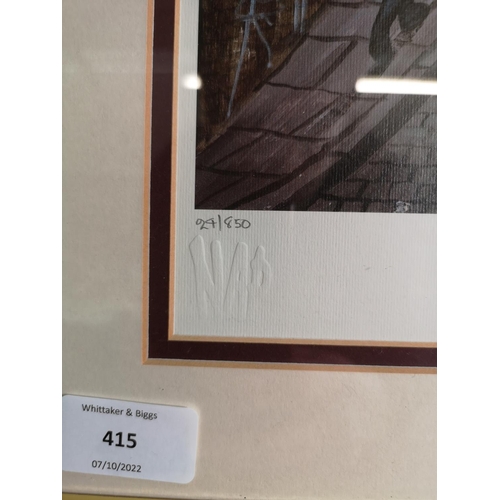 415 - Two framed Bernard McMullen pencil signed limited edition prints, one Knocker Up 24/850 and one Lamp... 