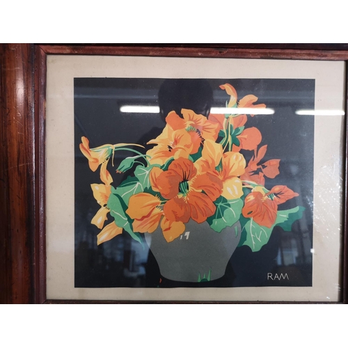 419 - Two framed RAM floral scene prints in the style of John Hall Thorpe - approx. 36cm wide x 30cm high