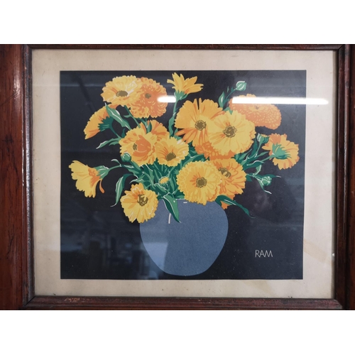 419 - Two framed RAM floral scene prints in the style of John Hall Thorpe - approx. 36cm wide x 30cm high