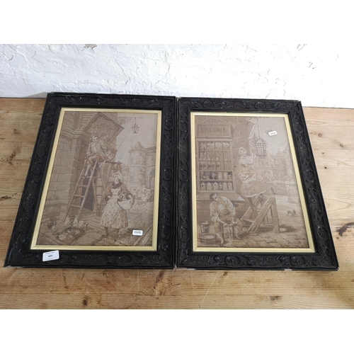 420 - Two framed embroideries - approx. 53cm high x 41cm wide