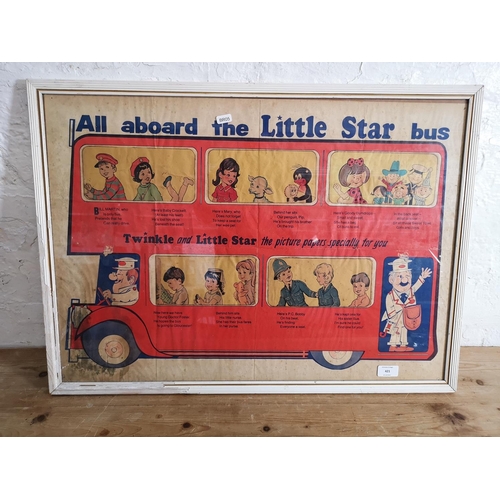 421 - A 1960s framed All Aboard the Little Star Bus poster -approx. 75cm wide x 54cm