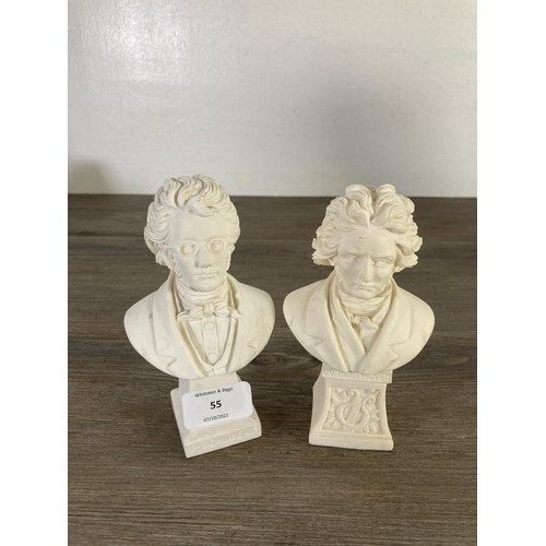 55 - Six Italian resin classical busts - largest approx. 28cm high