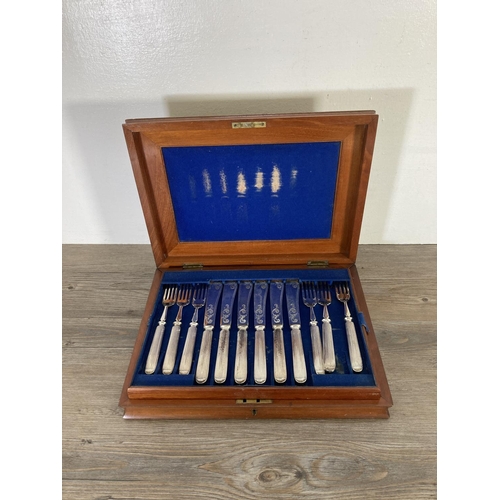 68 - A Victorian mahogany canteen of silver plated cutlery