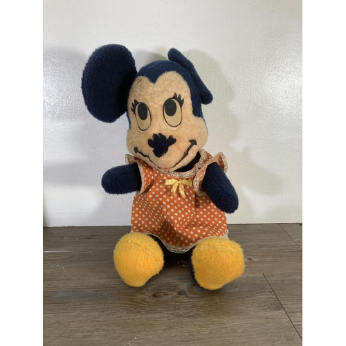 80 - Two Disney items, one vintage Minnie Mouse stuffed toy - approx. 62cm high and one Mickey Mouse prin... 