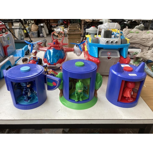 84 - A collection of PJ Masks and Paw Patrol figurines and accessories