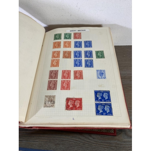 149 - Three stamp albums containing 19th and 20th century stamps to include Queen Victoria One Penny and T... 