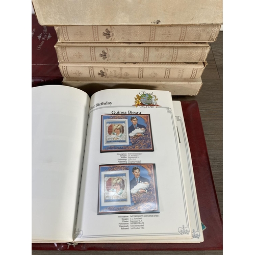 150 - Six stamp albums containing commemorative stamps