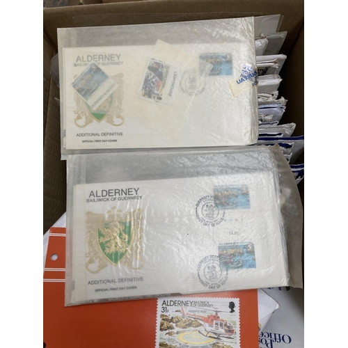 155 - Four boxes containing a large collection of Guernsey, Jersey and Isle of Man First Day Covers
