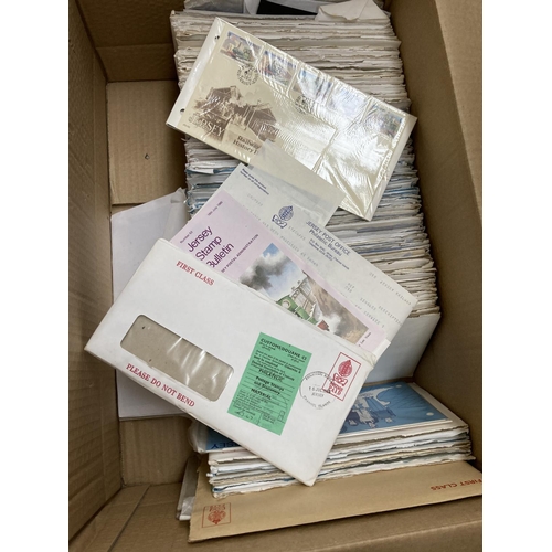 155 - Four boxes containing a large collection of Guernsey, Jersey and Isle of Man First Day Covers