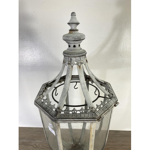 178 - A Victorian style wrought iron and glass lantern - approx. 72cm high