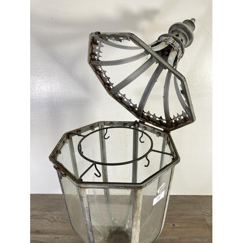 178 - A Victorian style wrought iron and glass lantern - approx. 72cm high